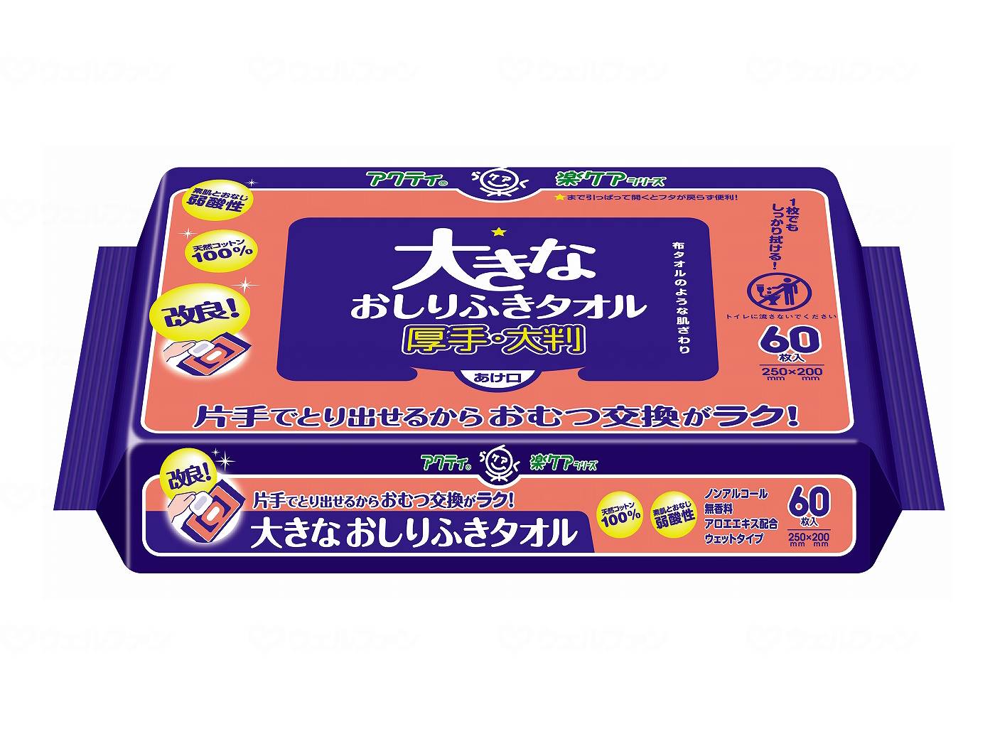 ウェルファン T大きなおしりふきタオル 60枚/袋 1個(ご注文単位1個)【直送品】