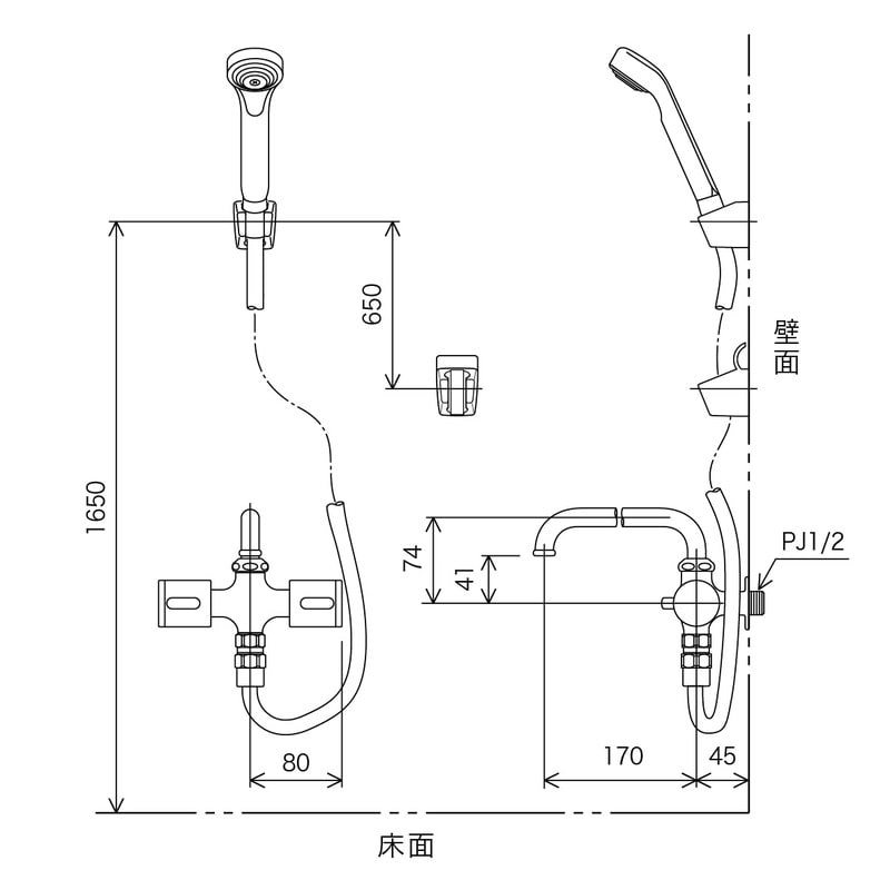 KVK 2300097 ハンドシャワー付水栓 K18YF 1個（ご注文単位1個）【直送品】