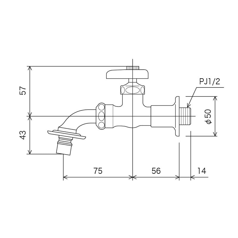 KVK 2300145 送座吐水回転水栓 ツバN付 K111BNJ 1個(ご注文単位1個)【直送品】