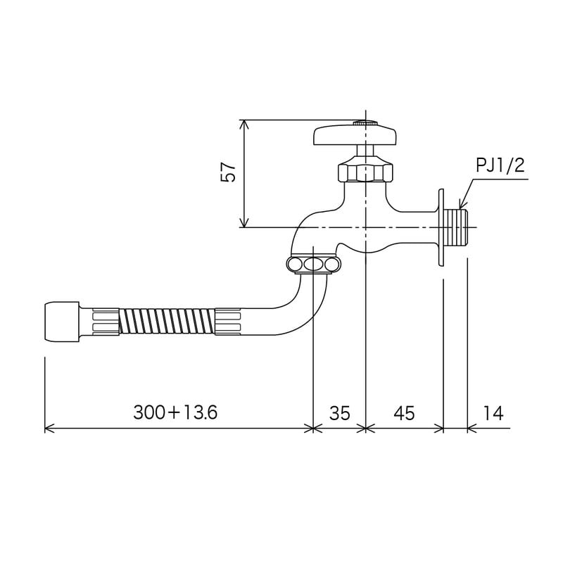 KVK 2300034 自在水栓300mm フレキ付 K3FLR30 1個(ご注文単位1個)【直送品】