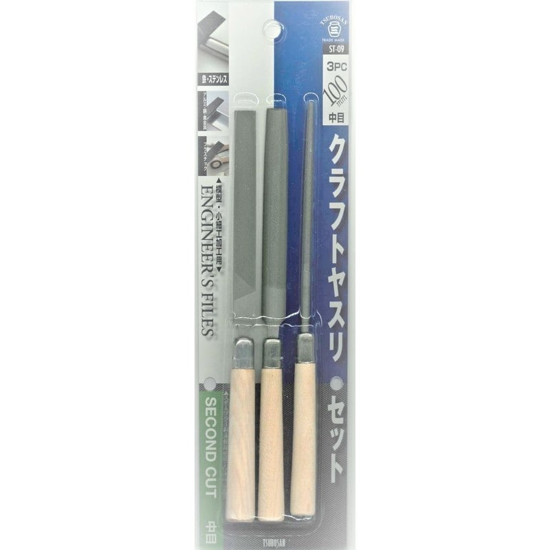 TSUBOSAN 4352842 クラフトヤスリ3種セット 平/半丸/丸 中目 ST-09 1個(ご注文単位1個)【直送品】