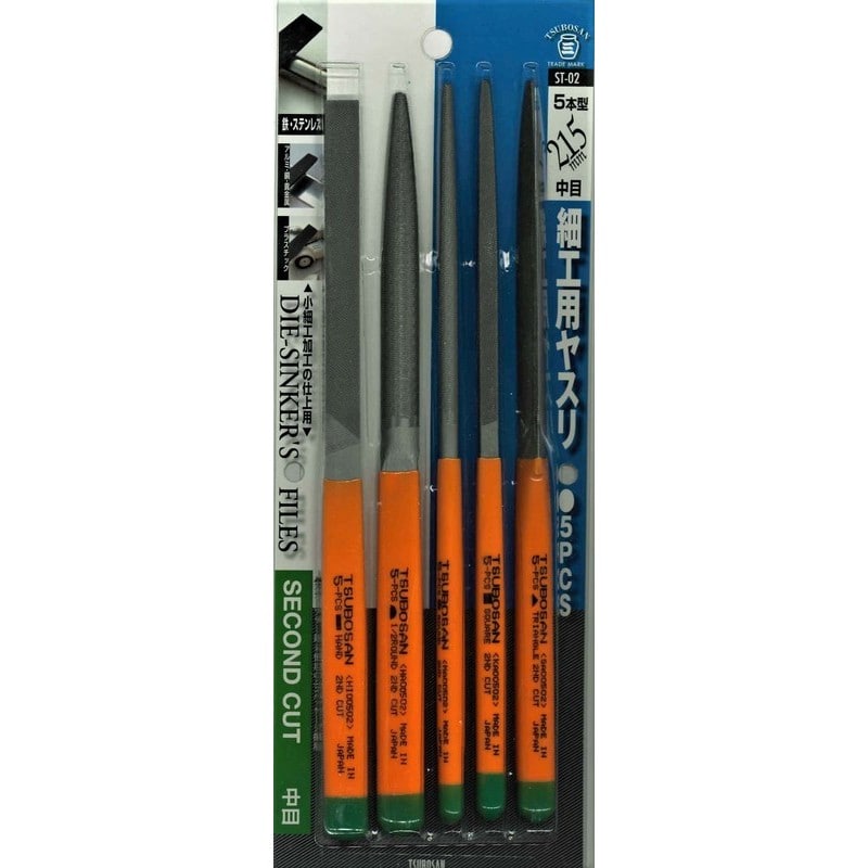 TSUBOSAN 4352932 細工用ヤスリセット 中目 5本型 ST-02 1個(ご注文単位1個)【直送品】