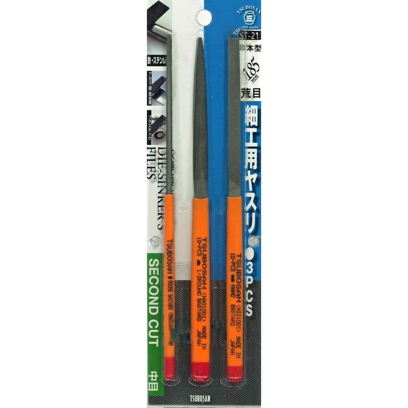 TSUBOSAN 4352936 細工用ヤスリセット 平/半丸/丸 荒目 10本型 ST-21 1個(ご注文単位1個)【直送品】