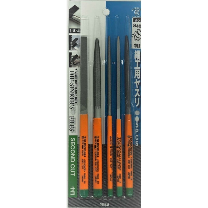 TSUBOSAN 4352840 細工用ヤスリセット 中目 8本型 ST-04 1個(ご注文単位1個)【直送品】