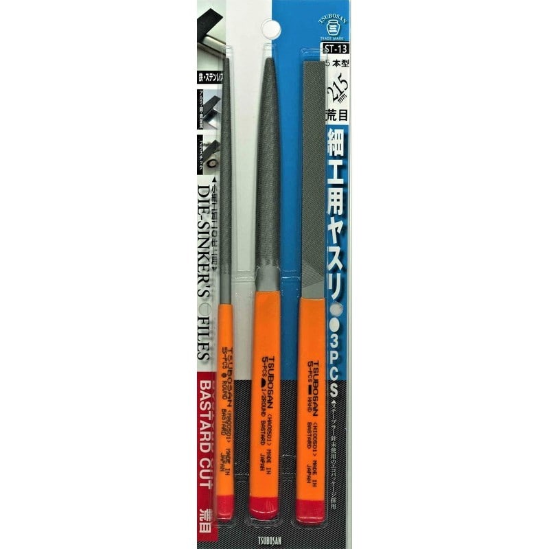 TSUBOSAN 4352935 細工用ヤスリセット 平/半丸/丸 荒目 5本型 ST-13 1個(ご注文単位1個)【直送品】