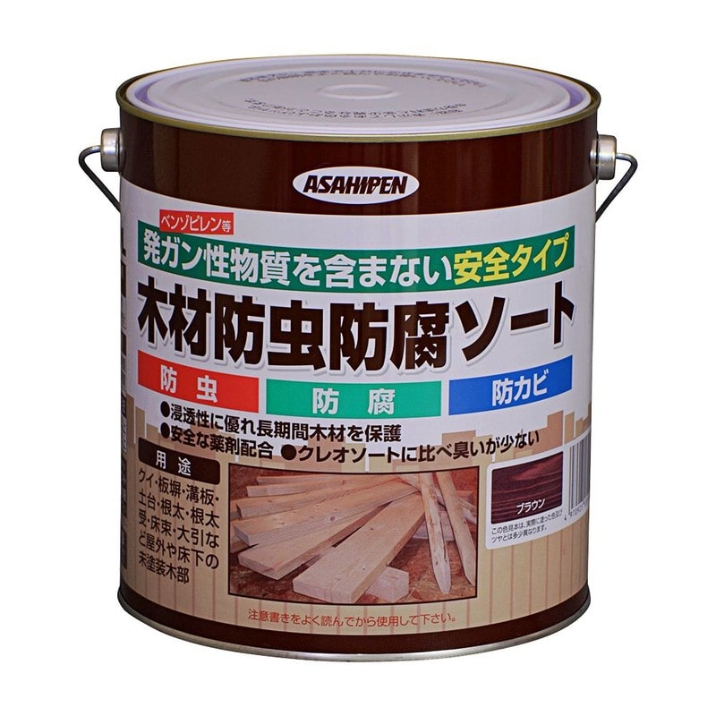 アサヒペン 9011624 木材防虫防腐ソート 2.5L ブラウン 1個（ご注文単位1個）【直送品】