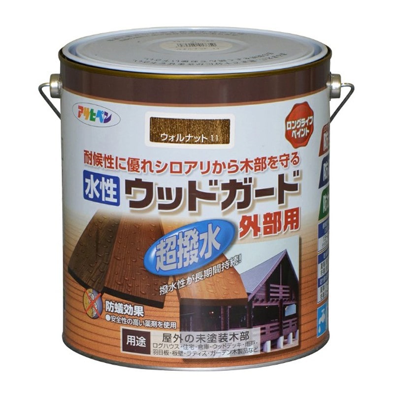 アサヒペン 9011654 水性ウッドガード外部用 3L ウォルナット 1個（ご注文単位1個）【直送品】