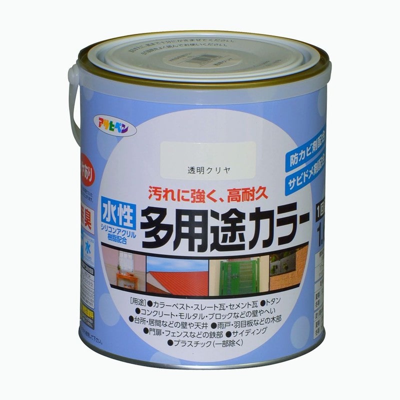 アサヒペン 9016733 水性多用途カラー 1.6L クリヤ 1個（ご注文単位1個）【直送品】