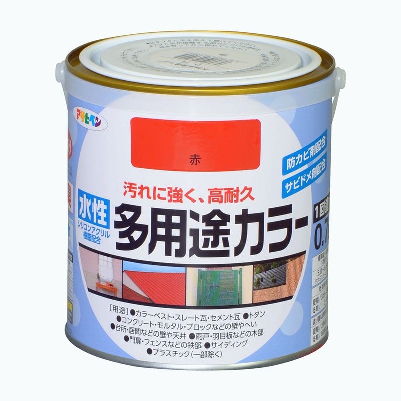 アサヒペン 9016787 水性多用途カラー 0.7L 赤 1個（ご注文単位1個）【直送品】