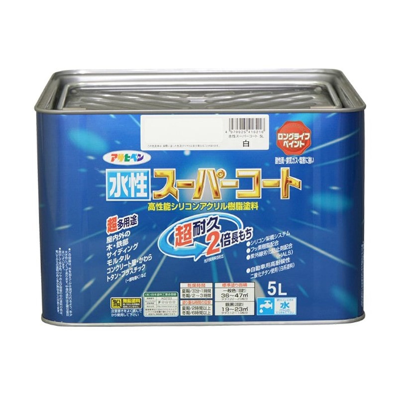 アサヒペン 9011473 水性スーパーコート 5L 白 1個（ご注文単位1個）【直送品】