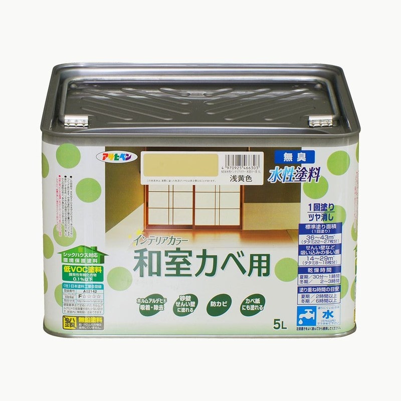 アサヒペン 9017726 NEW水性インテリアカラー和室カベ5L 浅黄色 1個(ご注文単位1個)【直送品】