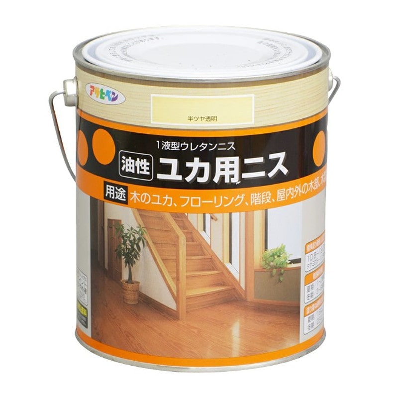 アサヒペン 9010424 油性ユカ用ニス 1.8L 半ツヤ透明 1個(ご注文単位1個)【直送品】