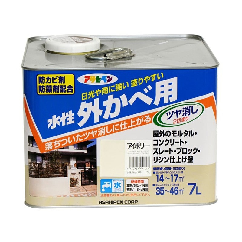アサヒペン 9010555 水性外カベツヤ消し 7L アイボリー 1個(ご注文単位1個)【直送品】
