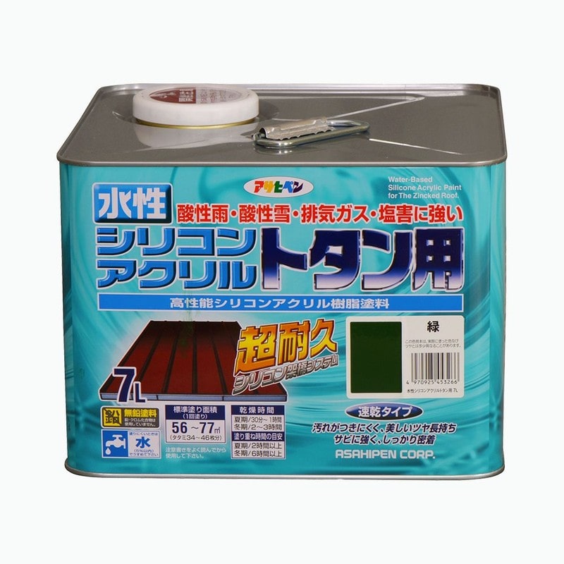 アサヒペン 9010376 水性シリコンアクリルトタン用 7L 緑 1個(ご注文単位1個)【直送品】