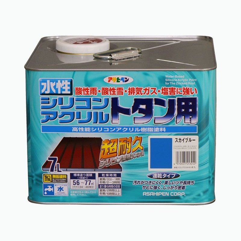 アサヒペン 9010380 水性シリコンアクリルトタン用 7L スカイブルー 1個(ご注文単位1個)【直送品】