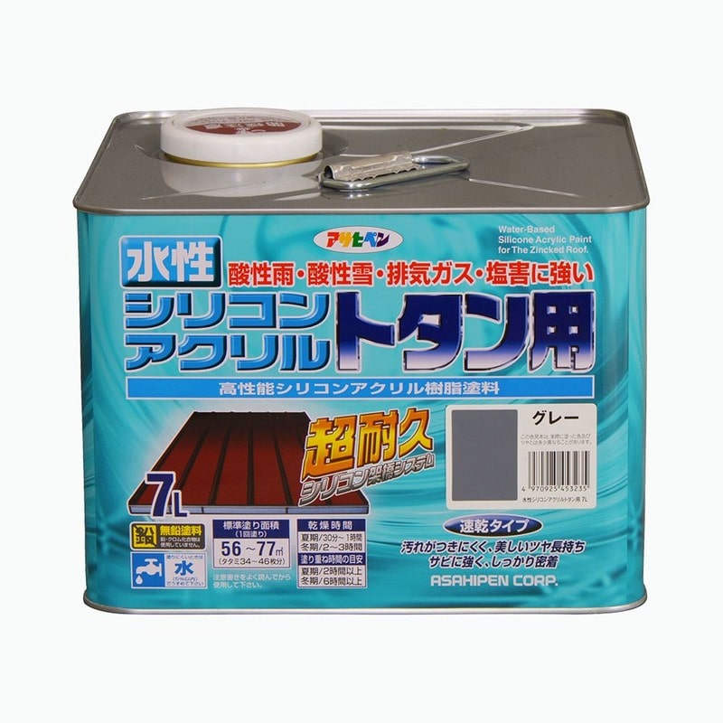 アサヒペン 9010381 水性シリコンアクリルトタン用 7L グレー 1個(ご注文単位1個)【直送品】