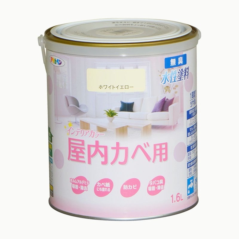 アサヒペン 9017666 NEW水性インテリアカラー屋内カベ1.6L WYW 1個（ご注文単位1個）【直送品】