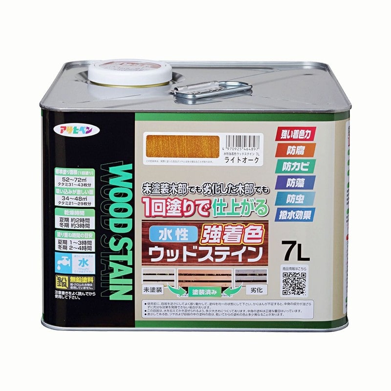 アサヒペン 9019147 水性強着色ウッドステイン 7L ライトオーク 1個（ご注文単位1個）【直送品】