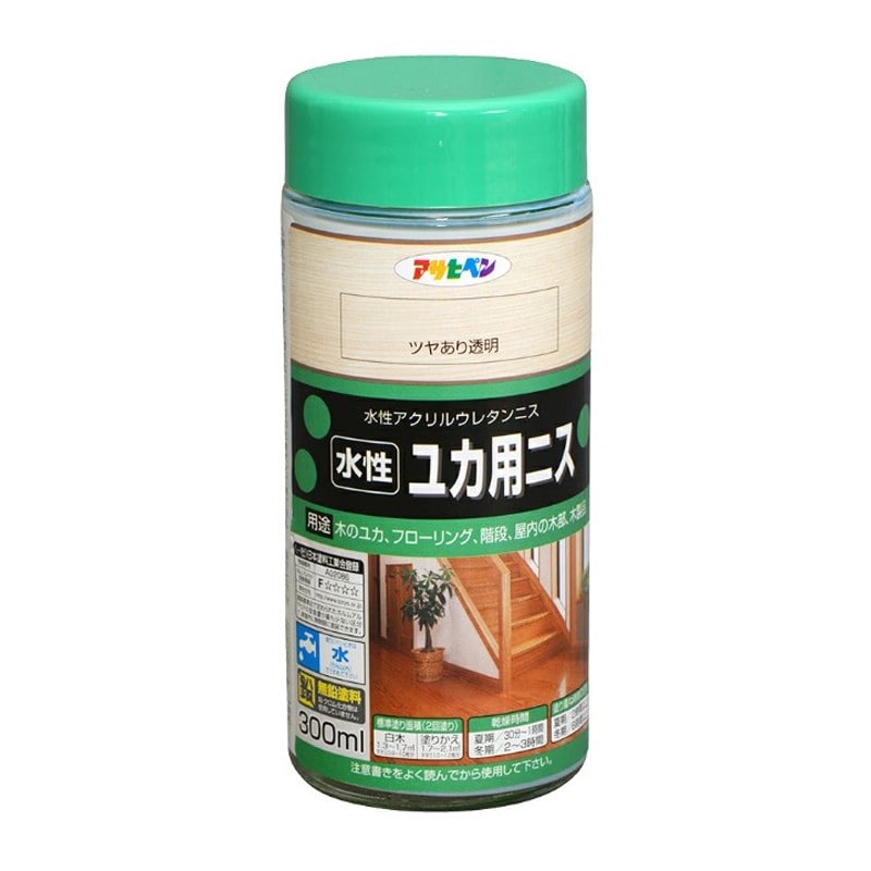 アサヒペン 9010435 水性ユカ用ニス 300ML ツヤあり透明 1個（ご注文単位1個）【直送品】