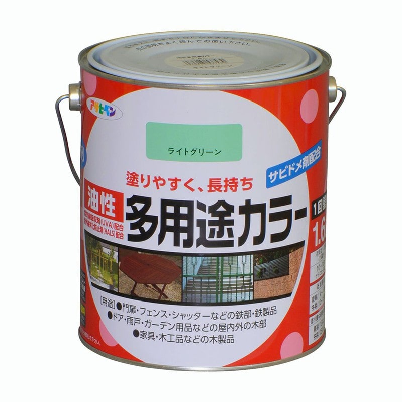 アサヒペン 9016591 油性多用途カラー 1.6L ライトグリーン 1個(ご注文単位1個)【直送品】