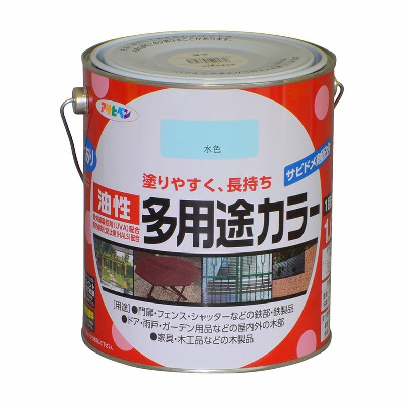 アサヒペン 9016594 油性多用途カラー 1.6L 水色 1個(ご注文単位1個)【直送品】