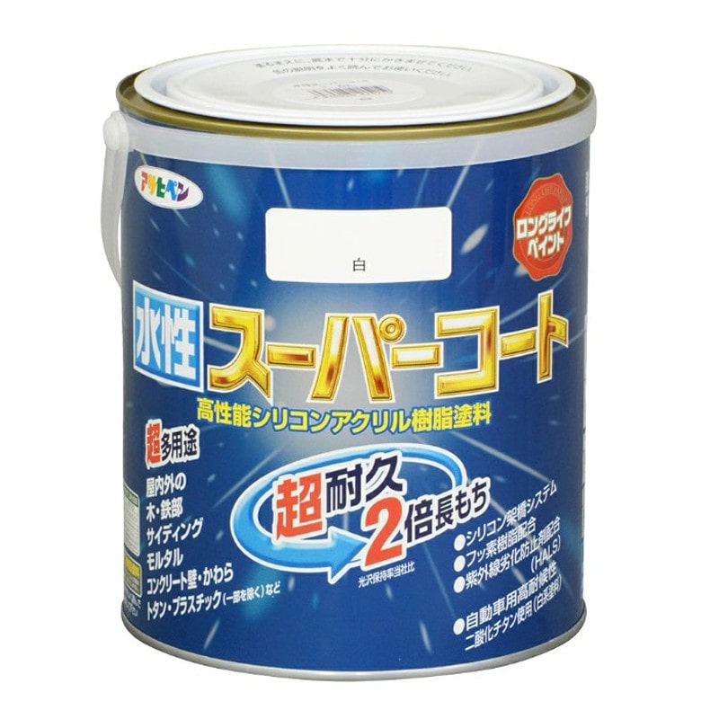 アサヒペン 900045 水性スーパーコート 1.6L 白 1個(ご注文単位1個)【直送品】