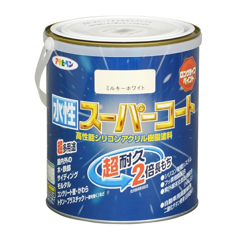 アサヒペン 900047 水性スーパーコート 1.6L ミルキーホワイト 1個(ご注文単位1個)【直送品】