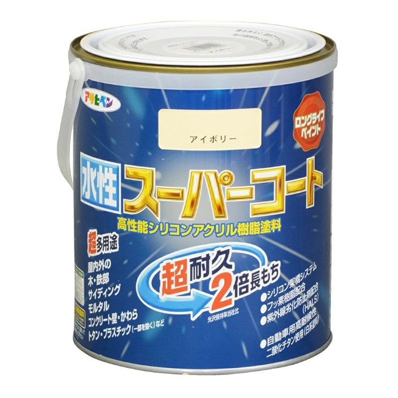 アサヒペン 900049 水性スーパーコート 1.6L アイボリー 1個(ご注文単位1個)【直送品】