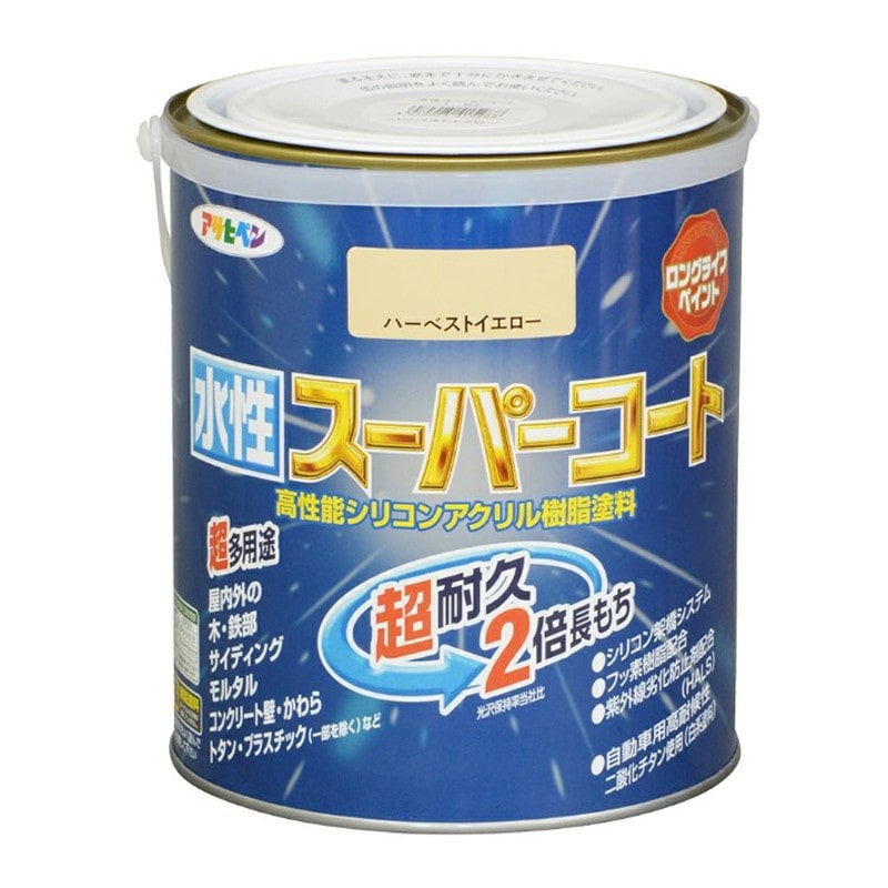 アサヒペン 900052 水性スーパーコート 1.6L ハーベストイエロー 1個(ご注文単位1個)【直送品】