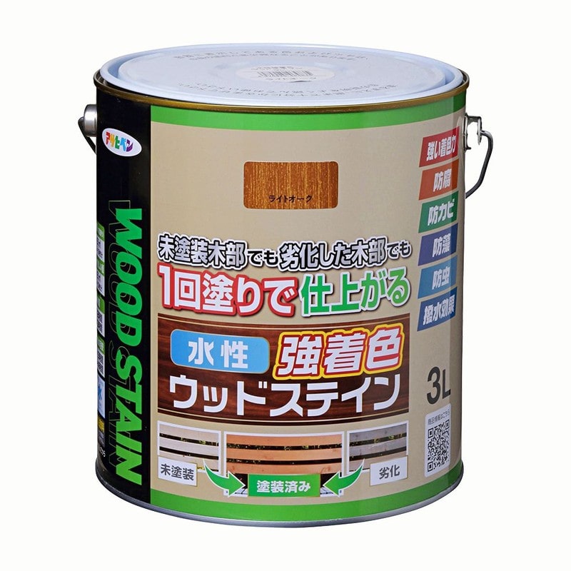 アサヒペン 9019141 水性強着色ウッドステイン 3L ライトオーク 1個（ご注文単位1個）【直送品】