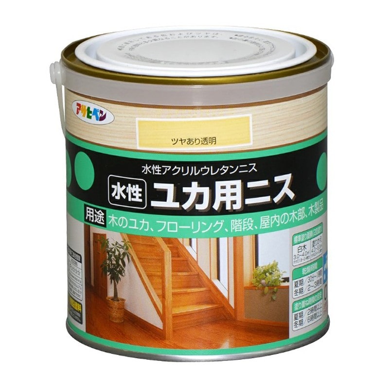 アサヒペン 9010433 水性ユカ用ニス 0.7L ツヤあり透明 1個（ご注文単位1個）【直送品】