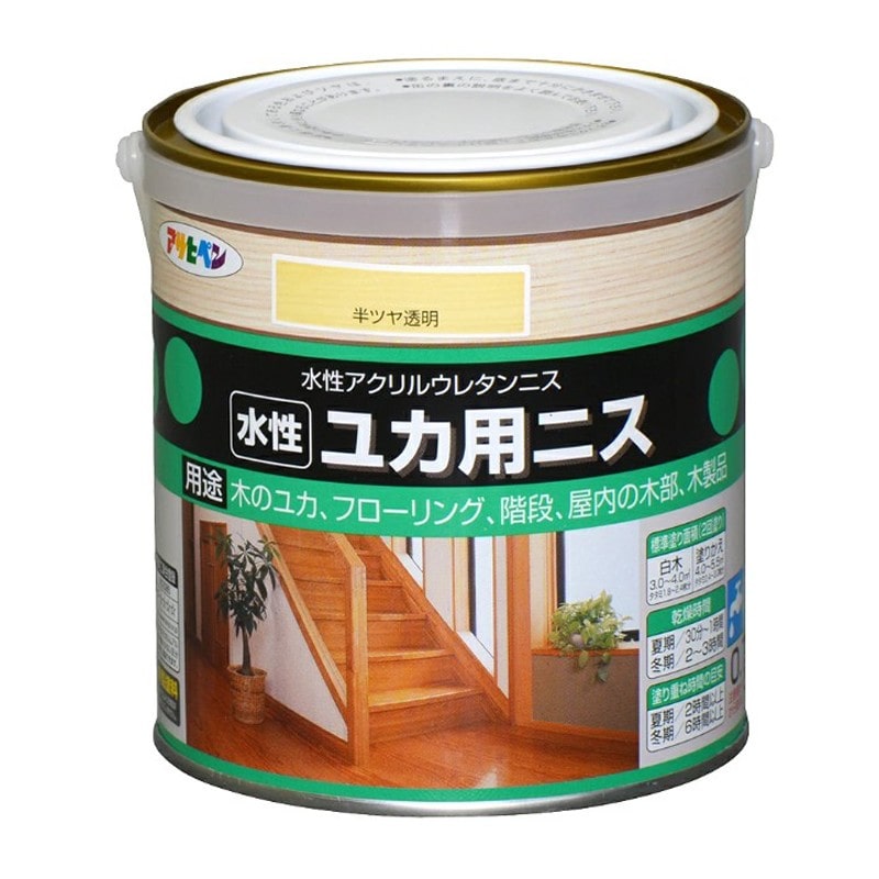 アサヒペン 9010434 水性ユカ用ニス 0.7L 半ツヤ透明 1個（ご注文単位1個）【直送品】