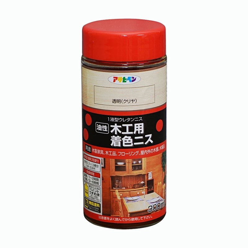 アサヒペン 901342 木工用着色ニス 300mL 透明 クリヤ 1個(ご注文単位1個)【直送品】