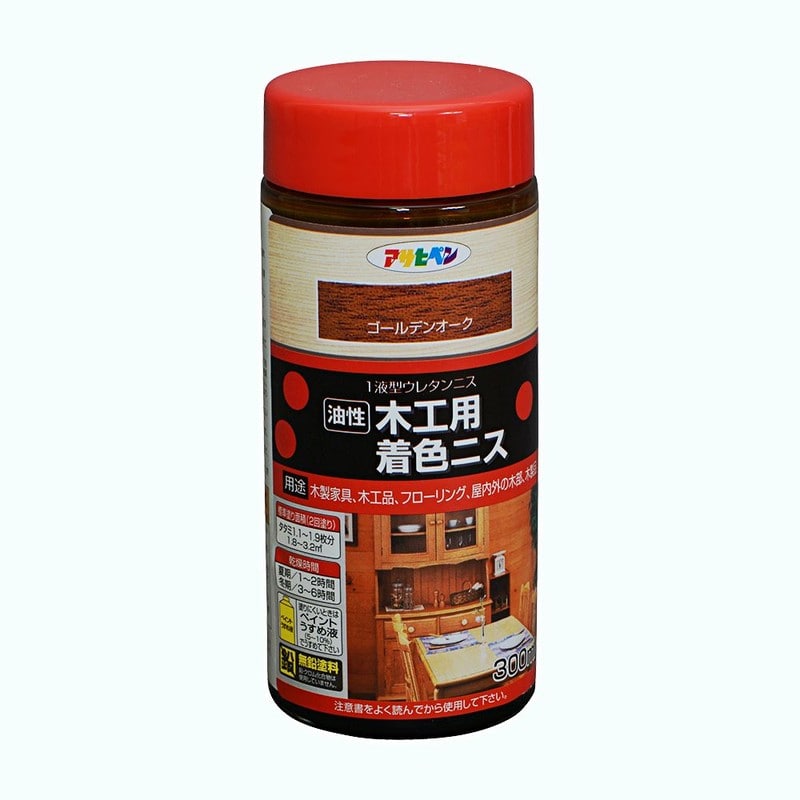 アサヒペン 901343 木工用着色ニス 300mL ゴールデンオーク 1個(ご注文単位1個)【直送品】