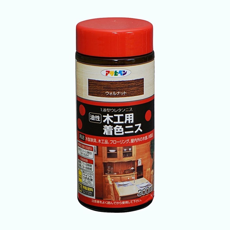 アサヒペン 901345 木工用着色ニス 300mL ウォルナット 1個(ご注文単位1個)【直送品】