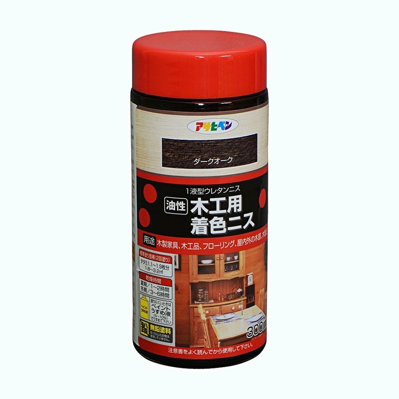 アサヒペン 9010413 木工用着色ニス 300mL ダークオーク 1個(ご注文単位1個)【直送品】