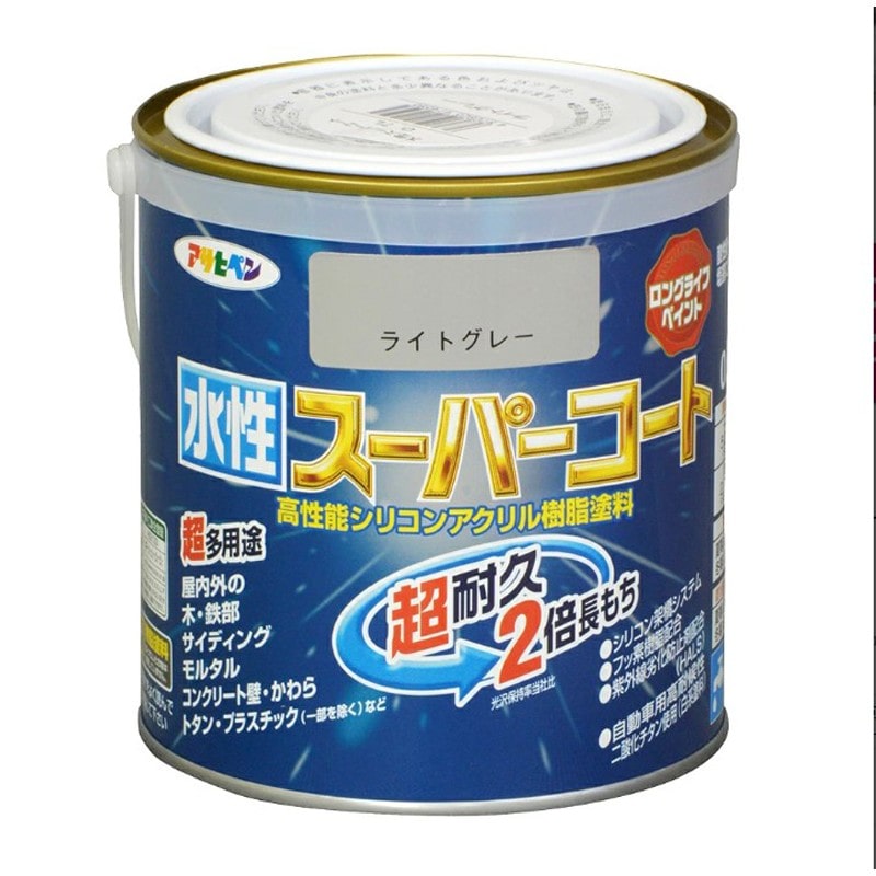 アサヒペン 900038 水性スーパーコート 0.7L ライトグレー 1個（ご注文単位1個）【直送品】