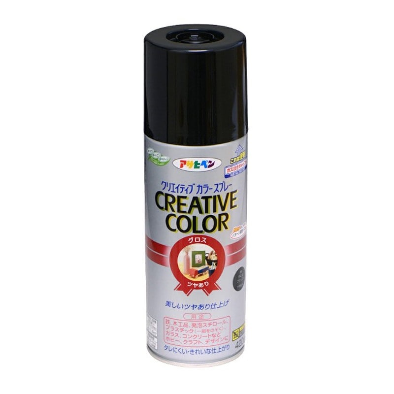 アサヒペン 9010083 クリエイティブカラースプレー420mL グロスBK 1個（ご注文単位1個）【直送品】