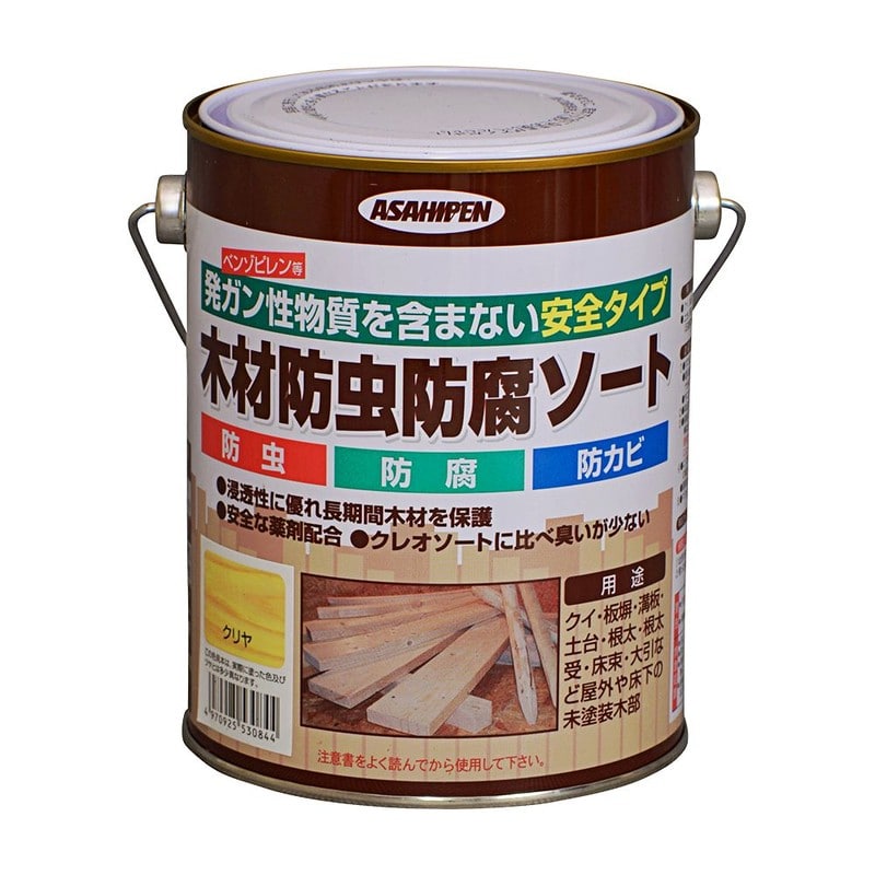 アサヒペン 9011620 木材防虫防腐ソート 1L 透明 クリヤ 1個（ご注文単位1個）【直送品】