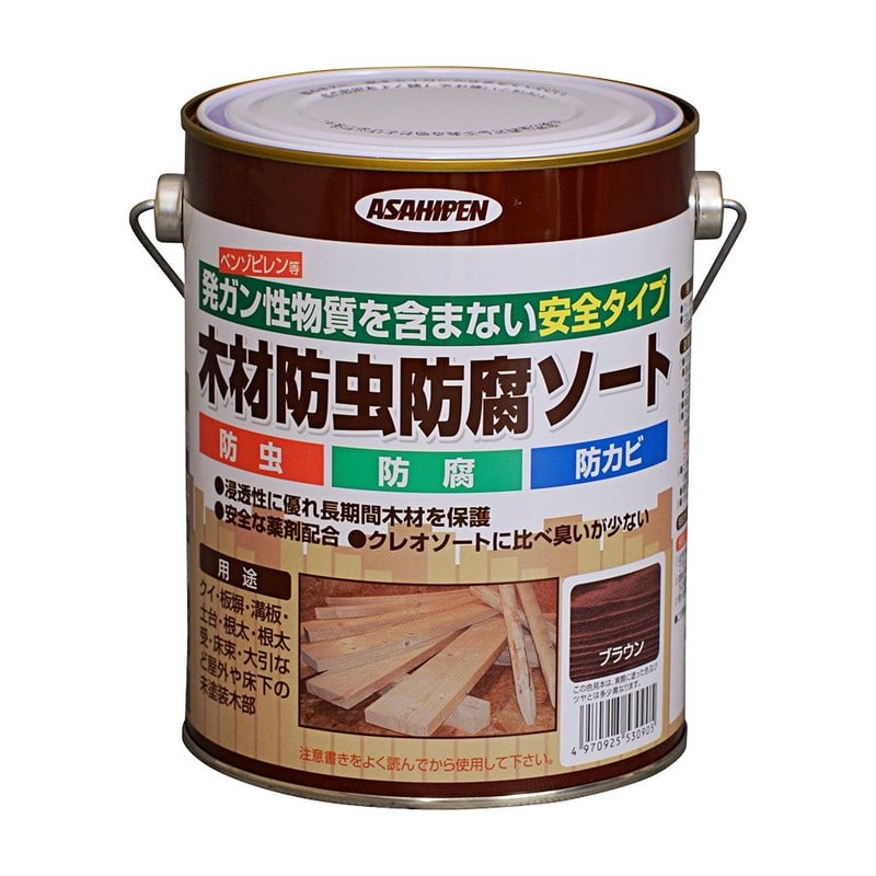アサヒペン 9011621 木材防虫防腐ソート 1L ブラウン 1個（ご注文単位1個）【直送品】