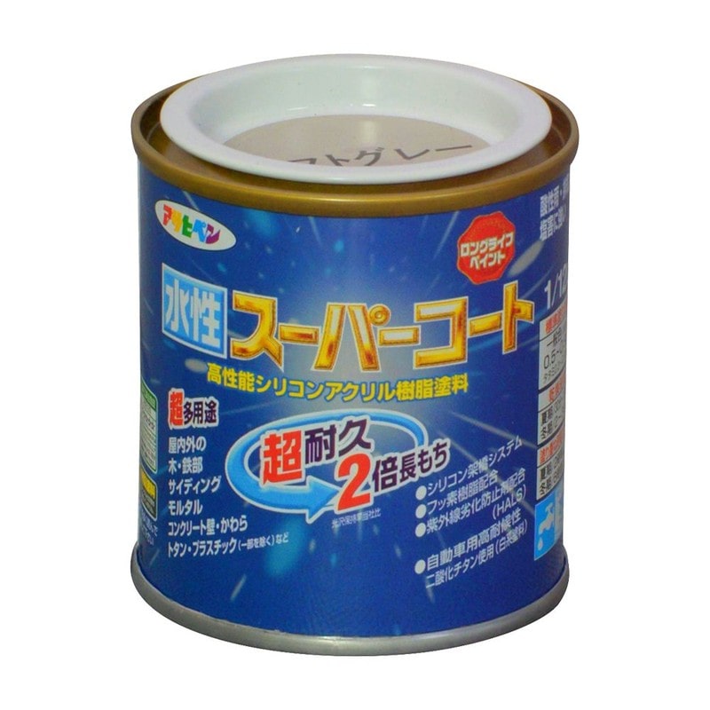 アサヒペン 9011431 水性スーパーコート 1/12L ソフトグレー 1個(ご注文単位1個)【直送品】