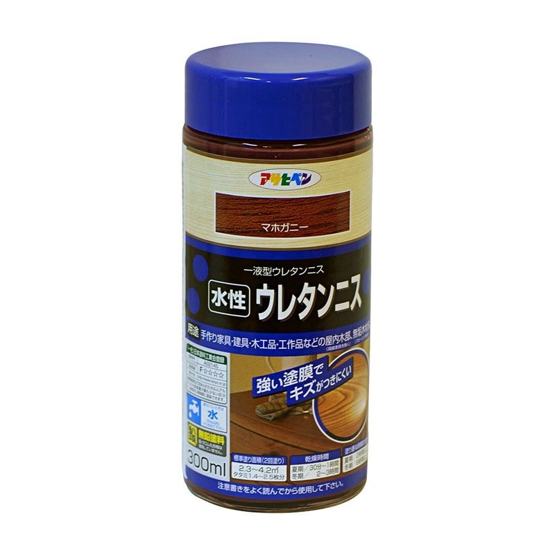 アサヒペン 9018197 水性ウレタンニス 300ML マホガニー 1個（ご注文単位1個）【直送品】