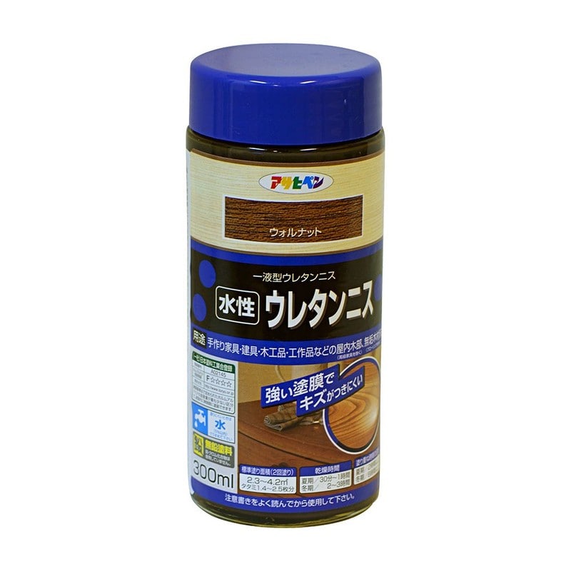 アサヒペン 9018198 水性ウレタンニス 300ML ウォルナット 1個（ご注文単位1個）【直送品】