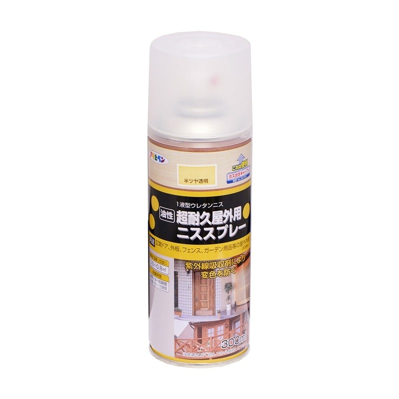 アサヒペン 9010481 屋外用ニススプレー 300mL 半ツヤ透明 1個（ご注文単位1個）【直送品】