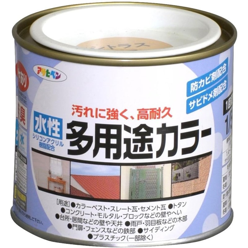 アサヒペン 9016679 水性多用途カラー 1/5L シトラスイエロー 1個（ご注文単位1個）【直送品】