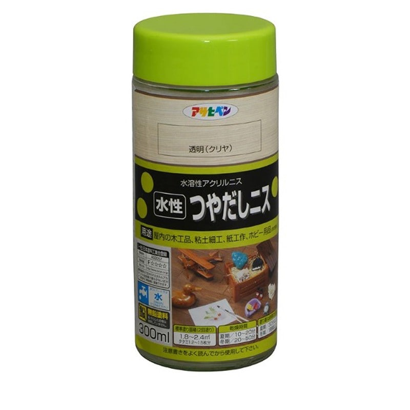 アサヒペン 901310 水性ツヤだしニス 300mL 透明 クリヤ 1個（ご注文単位1個）【直送品】