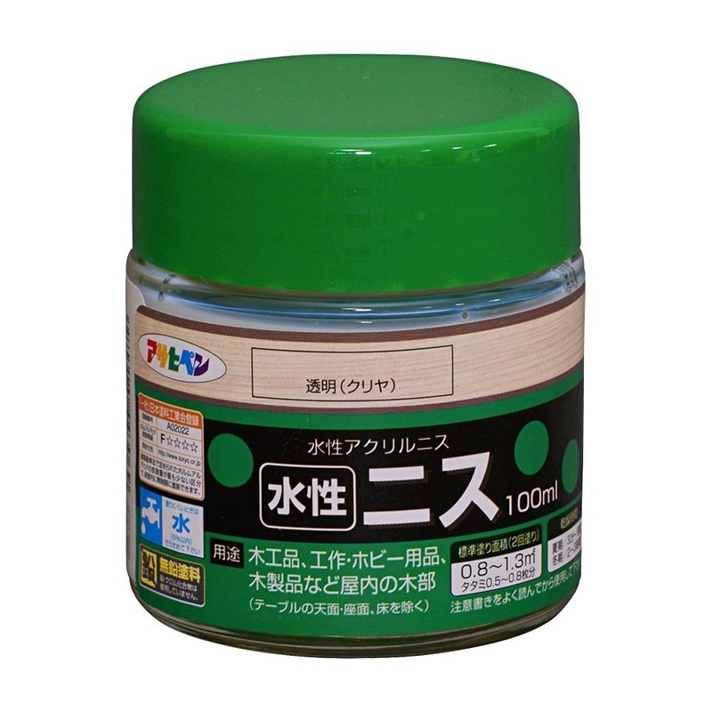 アサヒペン 9010430 水性ニス 100ML 透明クリヤ 1個（ご注文単位1個）【直送品】