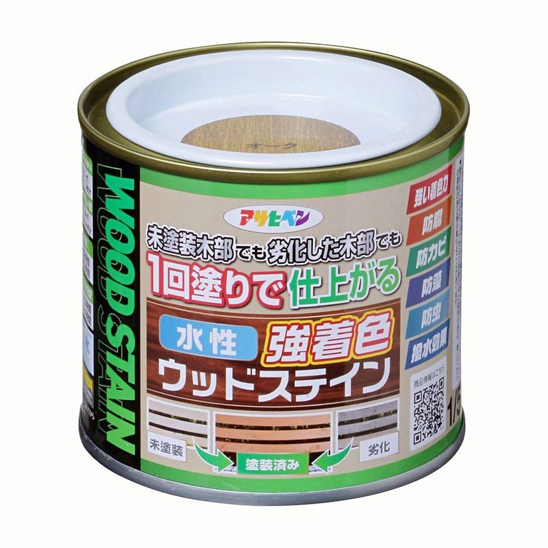 アサヒペン 9019103 水性強着色ウッドステイン 1/5L オーク 1個（ご注文単位1個）【直送品】