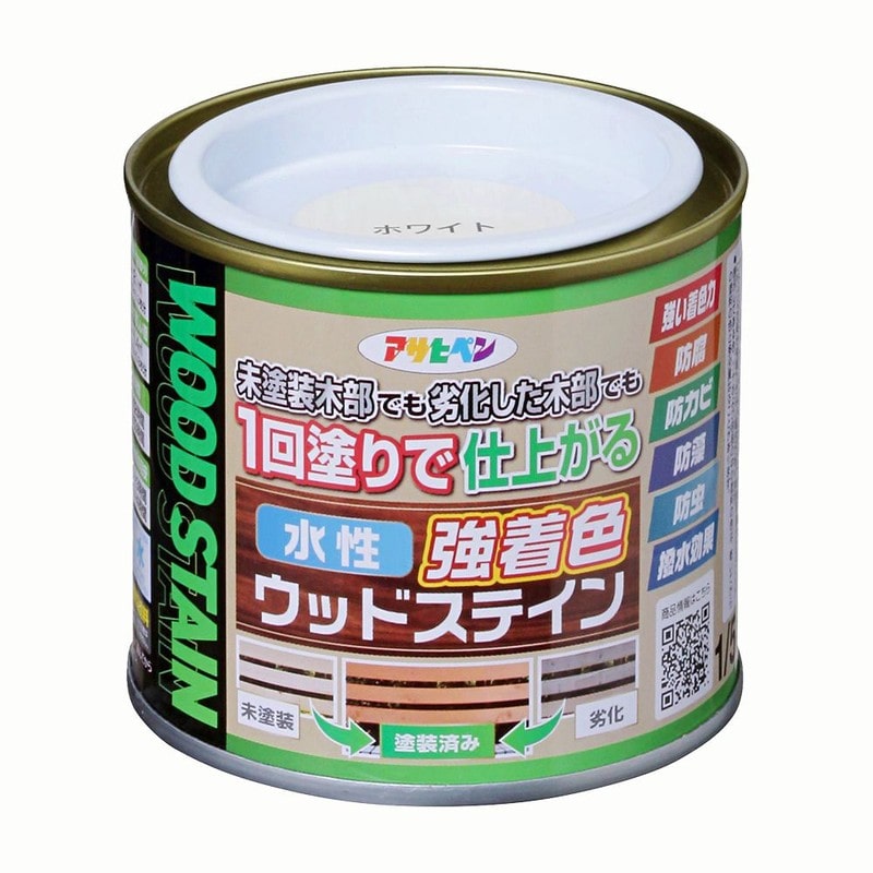 アサヒペン 9019114 水性強着色ウッドステイン 1/5L ホワイト 1個(ご注文単位1個)【直送品】