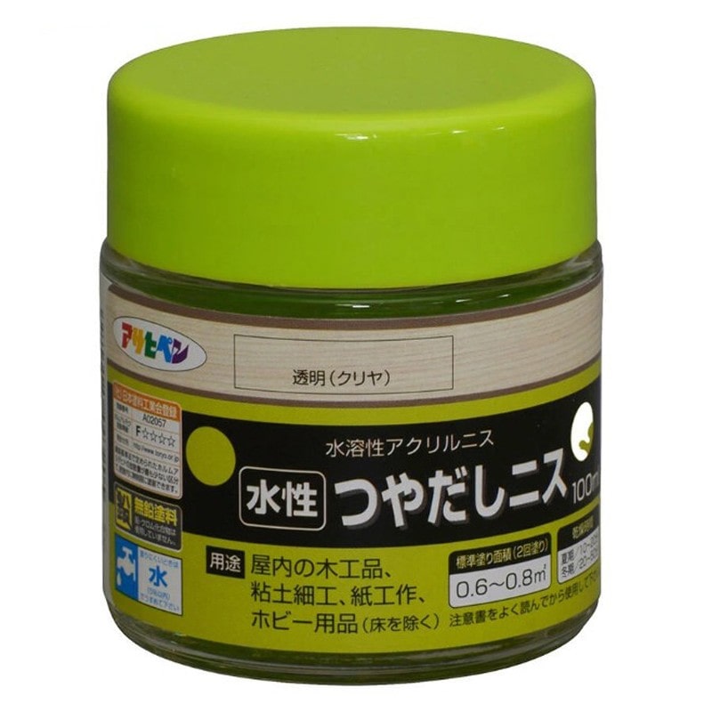 アサヒペン 901309 水性ツヤだしニス 100mL 透明 クリヤ 1個（ご注文単位1個）【直送品】